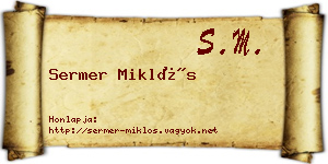 Sermer Miklós névjegykártya